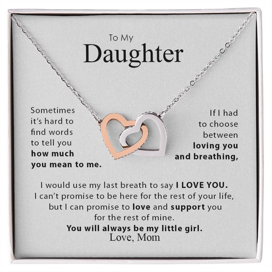 To My Daughter | I Love You - Interlocking Hearts necklace